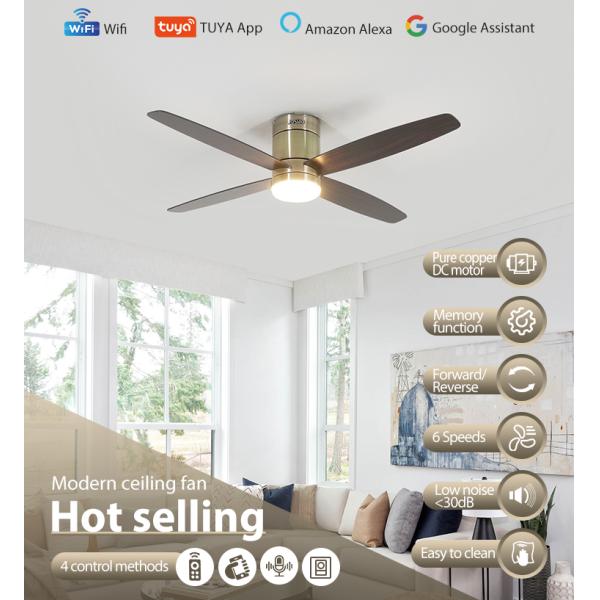 1stshine Antique Brass Color LED Ceiling Fan com estilo vintage remoto e vento natural