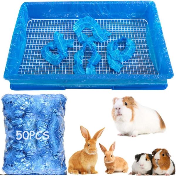 Disposable Small Animal Cage Liners Clear Plastic Tray Liner Leak Proof Litter Pan Bags Pet Toilet Film Cover for Rabbit Bunny