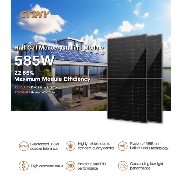 585w Silicon Monocrystalline Photovoltaic Solar Panels High Performance