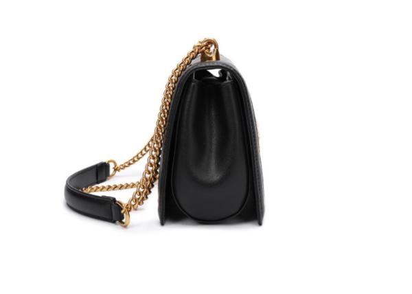 Fashion Real Cow Leather Small Square Quilted Bag With Gold Metal Accessory