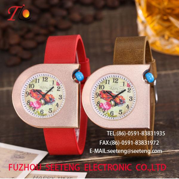 wholesale  Pu watch alloy case  quartz watch Personality watches  fashion watch pu strap cool style