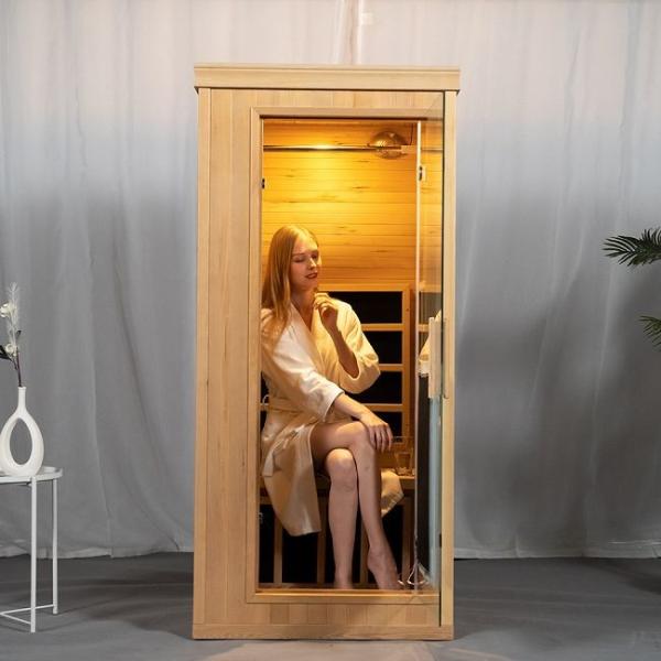 Canadian Hemlock Wooden Full Spectrum Far Infrared Sauna Room One Person