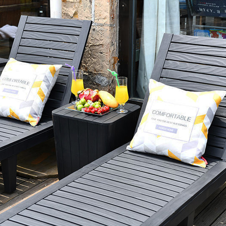 Outdoor Furniture Sun Bed for Swimming Pool Plastic Stackable Chaise Lounge Chair