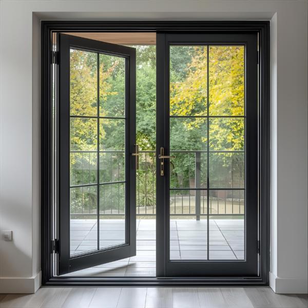 Factory Direct Sales Aluminum Casement Door with Triple Glazed Low-E Tempered Glass