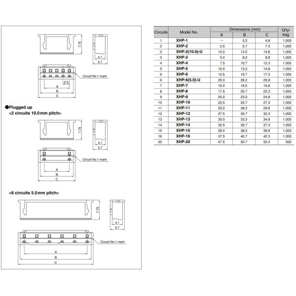 Кабель 22AWG UL1007 черное красное 2P соединителя проводки XHP-2 провода JST склеил кабель