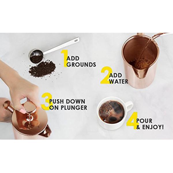 1000ml Stainless Steel Copper Metal French Press SGS TUV Home Office Ss304