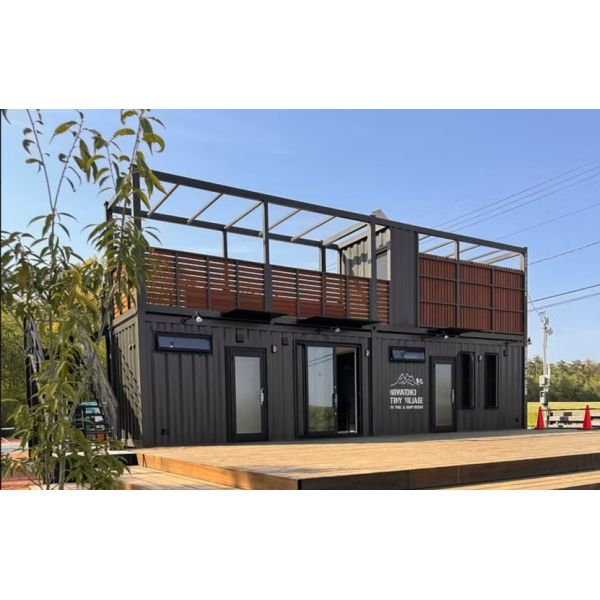 Second Floor Steel Structure Container Houses Pre-fabricated Components Container Glamping Park Toilet Cafe Shop