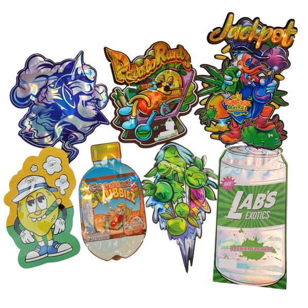  Food Grade Doypack Die Cut Cali 3.5g 7g 14g 28g Sugar Cookie Mylar Bags Glossy/matt Smell Proof Ziplock Bags