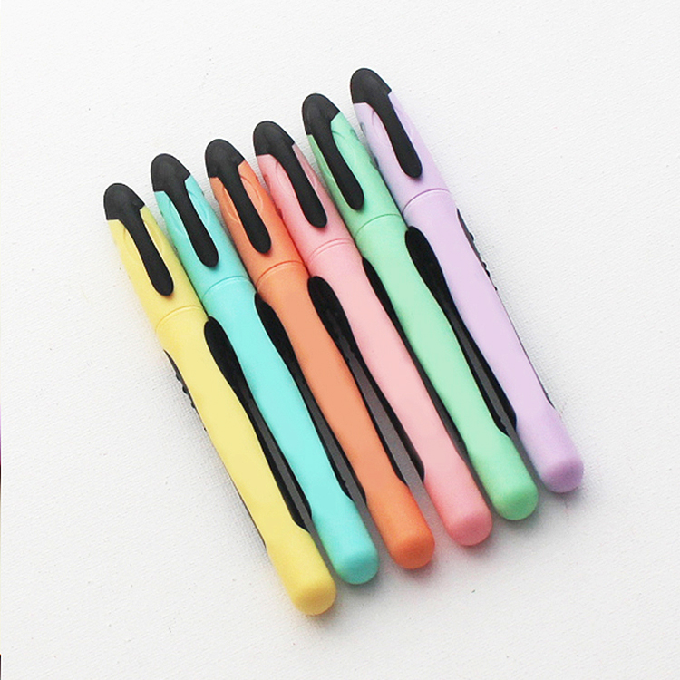 wholesale OEM logo highlighter marker oblique pastel color highlighter pen