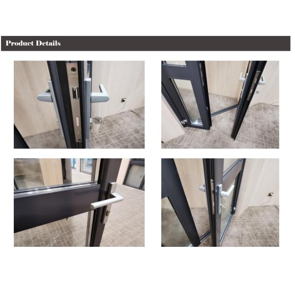 ODM Patio Black Aluminium Frame Glass Door With Grids One Side Fixed Or Swing