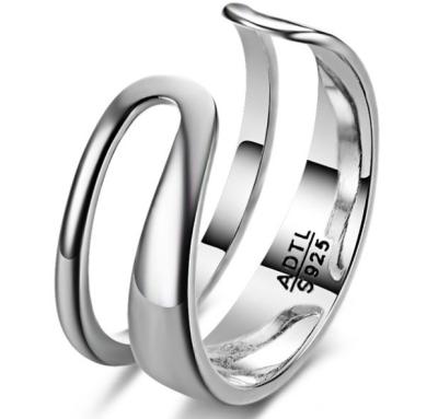 European style fashion exaggerated ring opening upscale Thai Silver jewelry unisex