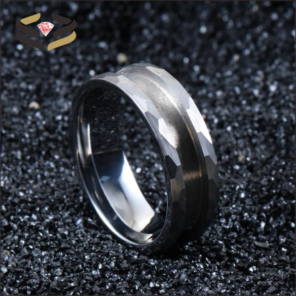 Third Party Appraisal Silver Hammered Tungsten Ring Blank Inlay Ring Cores 6mm 8mm for Men and Women
