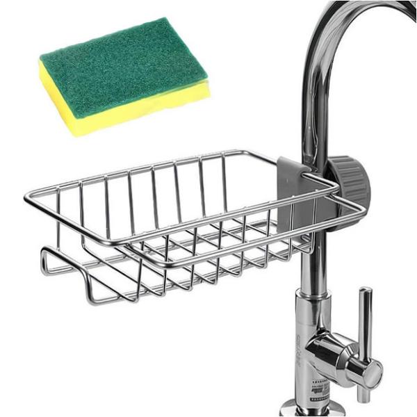 Stainless Steel Kitchen Faucet Sponge Holder Grey Modern