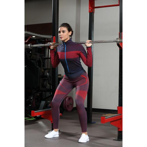 Full Zip Ribbed Bottom Long Sleeve Tops With Stand Collar