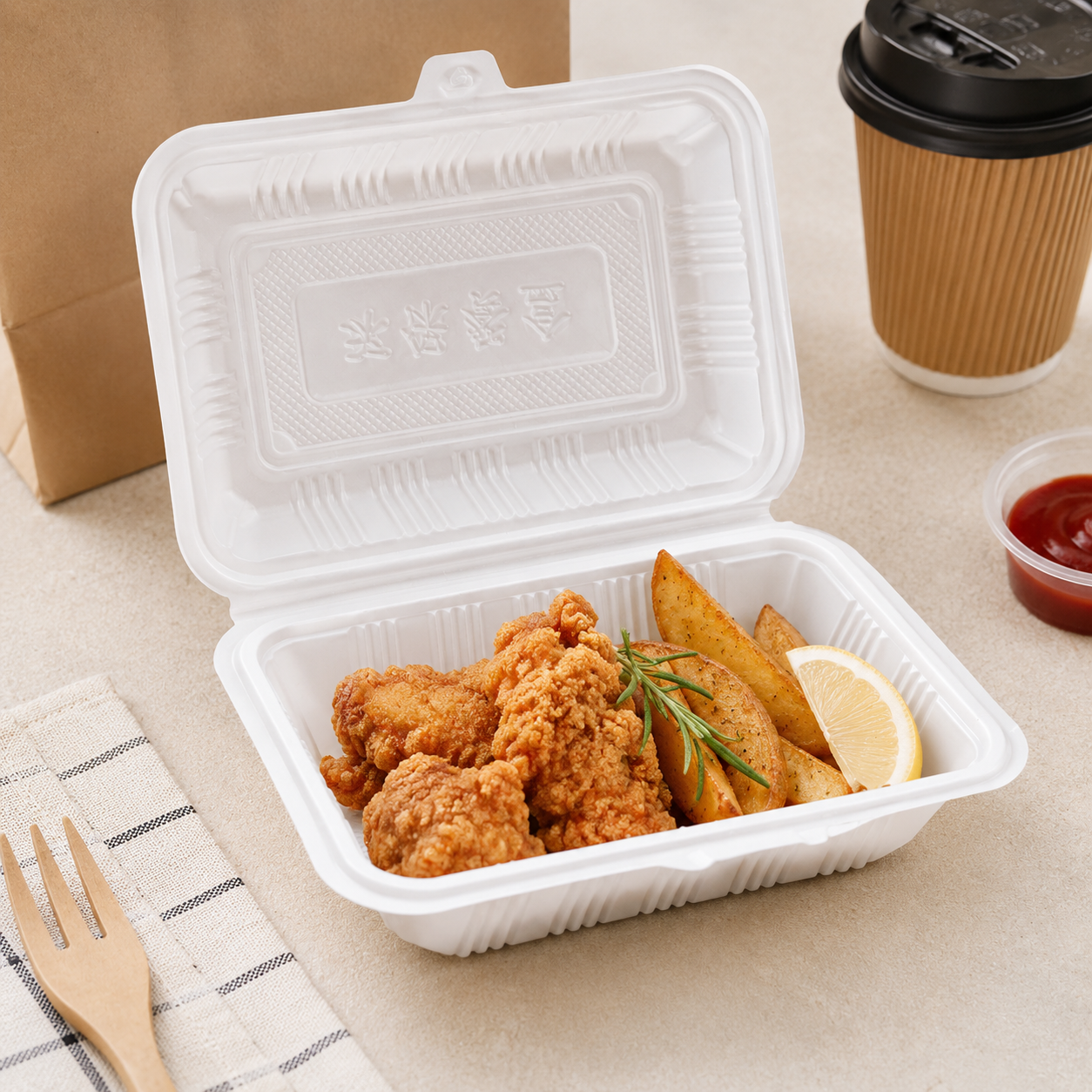 Small Single Compartment PP Clamshell To Go Containers for Side Dishes / Compact Meals