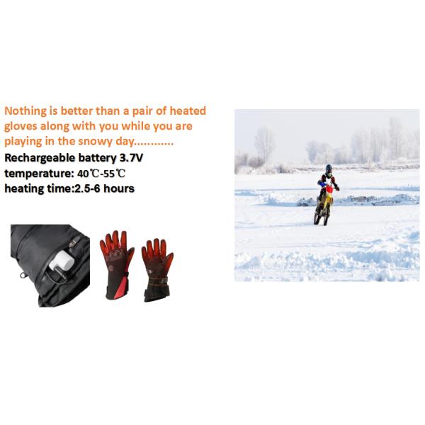 Батарея на открытом воздухе зимы перезаряжаемые нагрела перчатки мотоцикла ехать охотящся взбираться