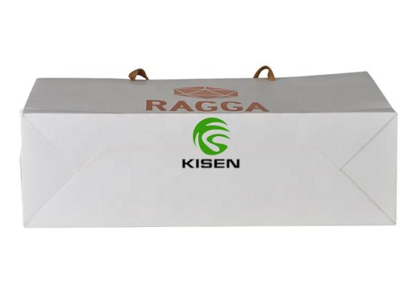 Custom Design White Card Paper Bag , Hot Stamp Die Cut Handle Paper Bags For Clothing