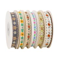 15mm*50y Faixa de algodão floral Pastoral Torta de panificação Faixa de arco de bricolage Material de decoração Faixa de flores Buquete de embalagem
