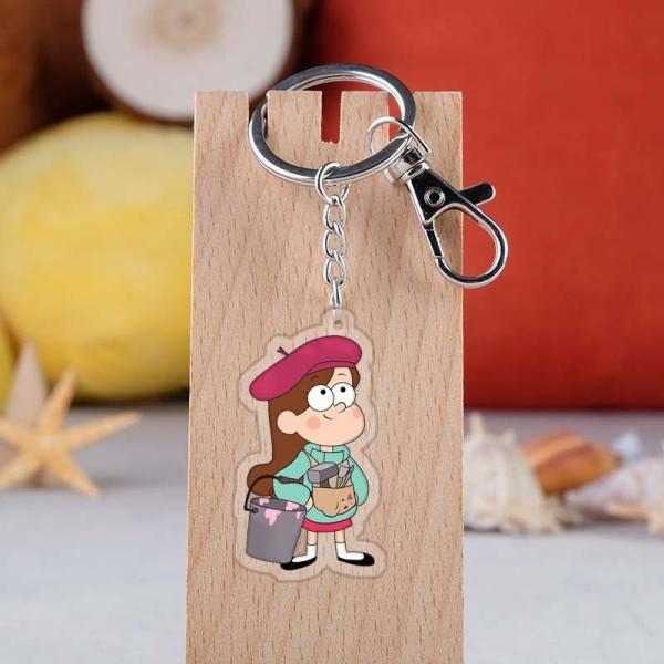 Cartoon Character Gravity Falls Printed Transparent Acrylic Keychain With Metal Ring for Durable Gift