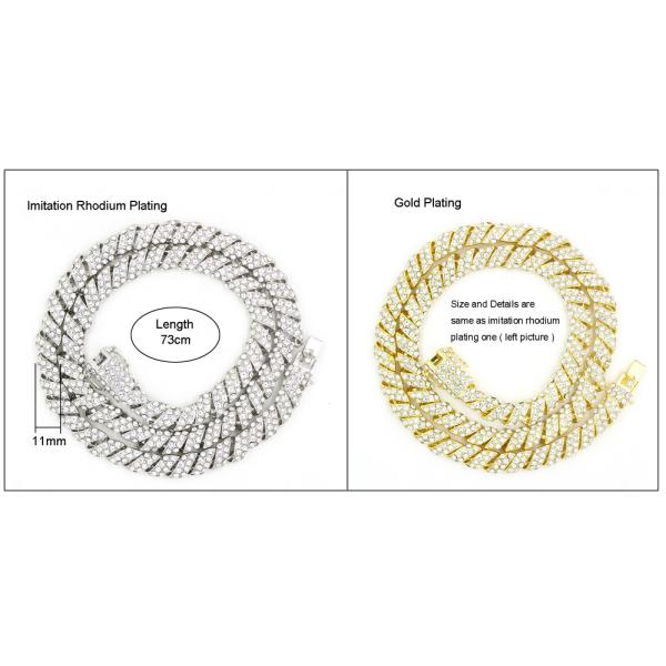 Brand New Men Women Hip Hop Rapper Necklace Gold Plated Rhinestone Iced Out Curb Cuban Chain Necklace For Women Gifts