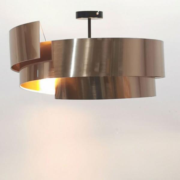 TC Fabric PVC Swirl Lampshade Silver Drum Strip 45*16.5cm