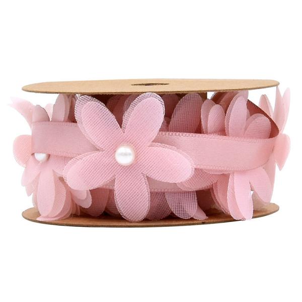 40mm*2m Polyester Floral Ribbon Trim OEM ODM Flower Lace Ribbon