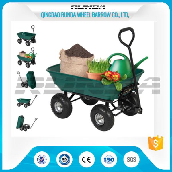 Outdoor Dumper 4 Wheel Garden Cart Trolley Plastic Side Panels TC2145 For Farmer