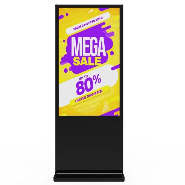 Customizable 65-Inch Outdoor Floor Standing Digital Poster Kiosk LCD Waterproof 10-Point Touch Sunlight Readable Shopping Mall