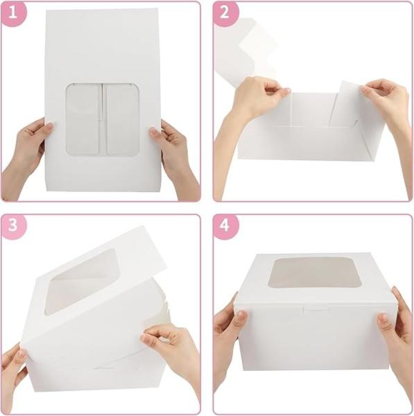 Square Custom Bakery Boxes Personalized Cake Boxes Durable Cardboard With Window