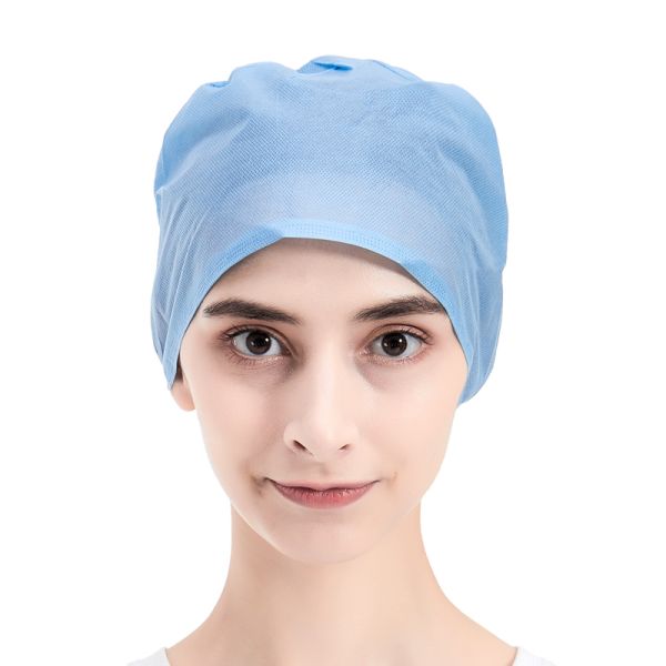 Hubei Haixin Disposable Nurse Doctor Surgical Medical Scrub Mob Cap CE Wholesales Surgical Caps Surgeon Hat Spring Cord Headgear
