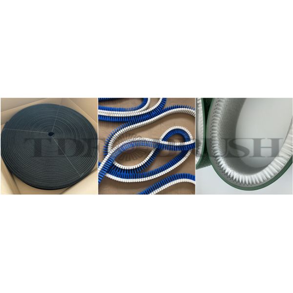 Flat Belt Brush Chemical Resistant Antistatic Custom Size Transverse Cleaning