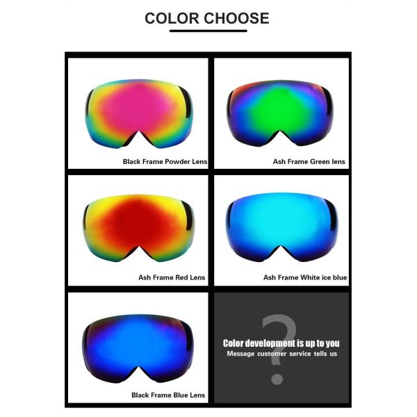 Custom Logo UV400 Anti-Fog Spherical Mirror Snowboard Goggles with 3 Layers Foam