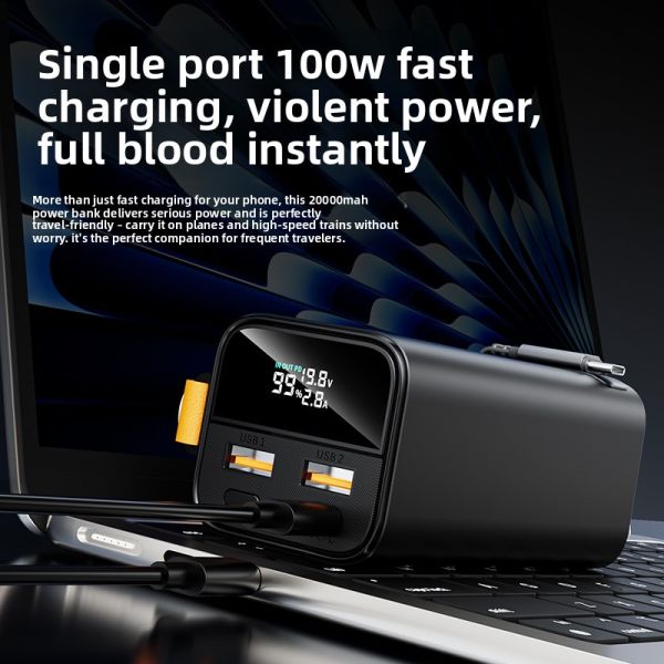 Aluminum Alloy Laptop Power Bank 20000mah High Capacity 100W USB Battery Chargers