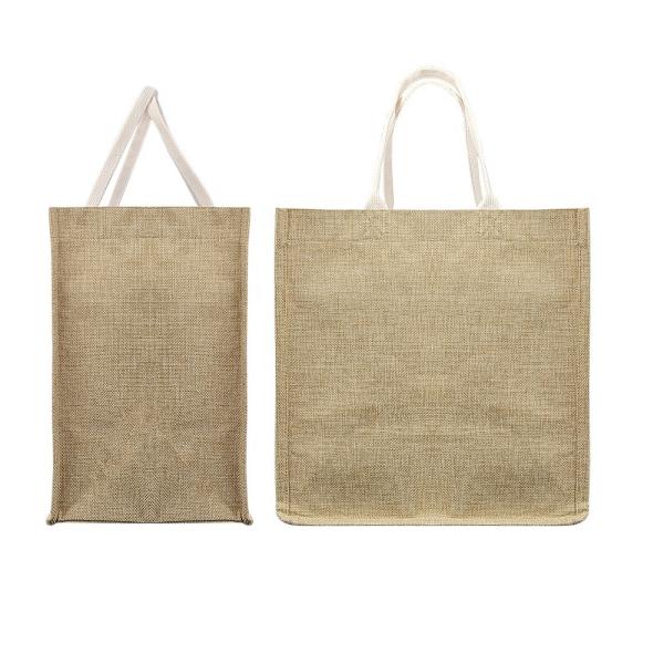 White Linen Dye Sublimation Tote Bags Custom Sublimation Beach Bags