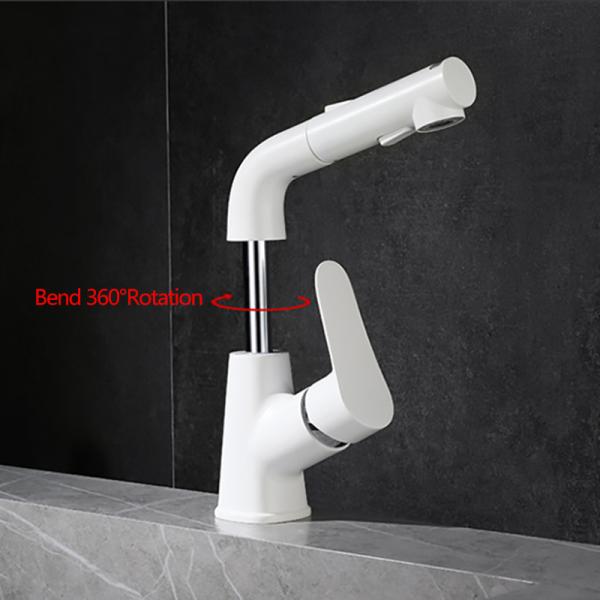 Swivel Rotatable 4 Inch Bathroom Faucet All Copper White Electroplated Finished