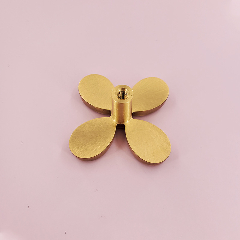 Nordic Solid Brass Cabinet Wardrobe Door Handle Knob Modern Simple Gold Single Hole Furniture Drawer Flower Shape Solid Handle