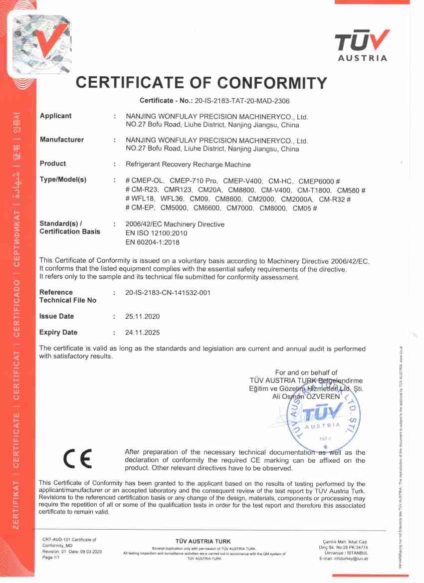 Nanjing Wonfulay Precision Machinery Co., Ltd. Сертификации