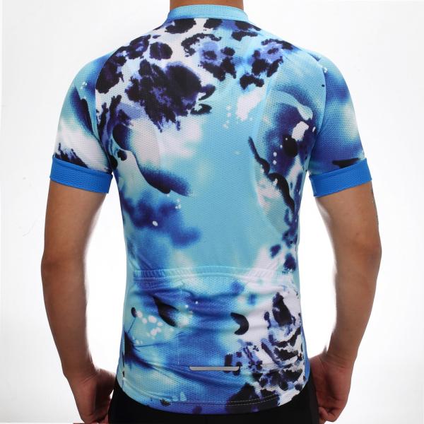 Задействовать Джерси гравия полиэстера трикотажных изделий 130g голубого изготовленного на заказ велосипеда велосипедиста ехать