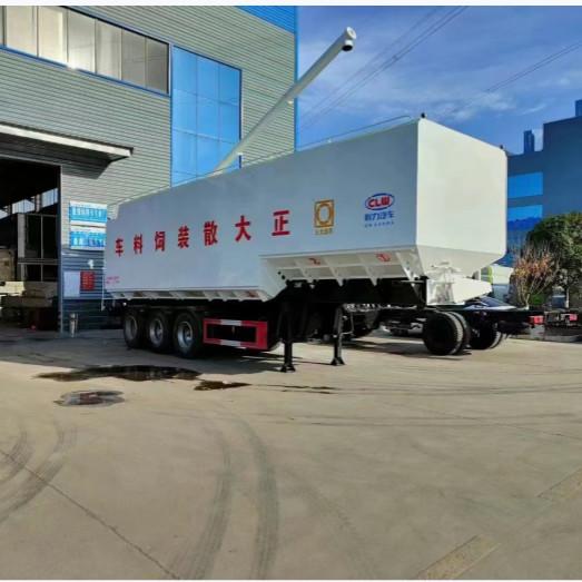 12m Euro6 Bulk Feed Semi Trailer Hydraulic Power Steering For Animal Food Transportation