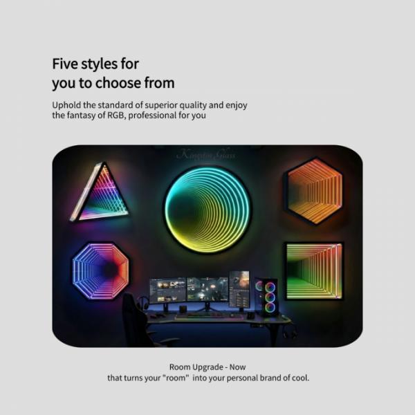 Kingstin  RGB Color Changing Abyss Mirror LED Light, Infinite Tunnel Visual Effect Decorative Lamp for Home/Commercial Use