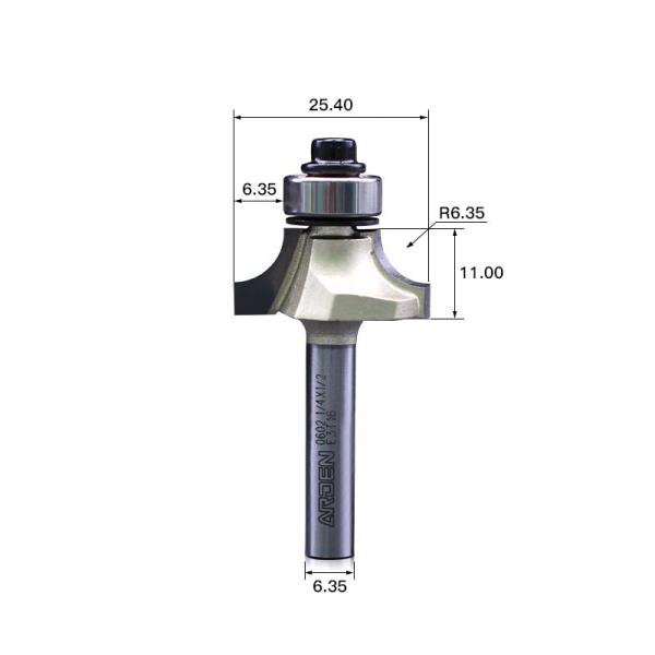 1/2in 1/4in ARDEN Router Bit  Round Over Router Bit With Bearing