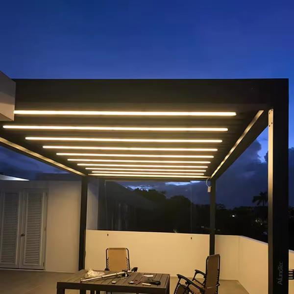 Luxury Modern Aluminium Pergola Louvered Roof Add Style Retractable Canopy