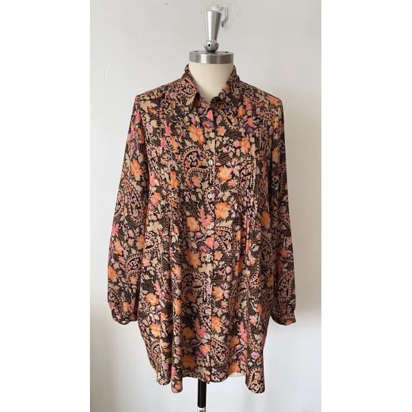 Жаккард 100% вискоза блузок сплел рубашку женщин