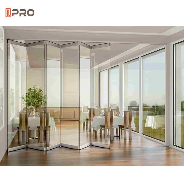 Soundproof aluminum folding door patio folding glass bi-fold door heat insulation windproof aluminum screen door swing door
