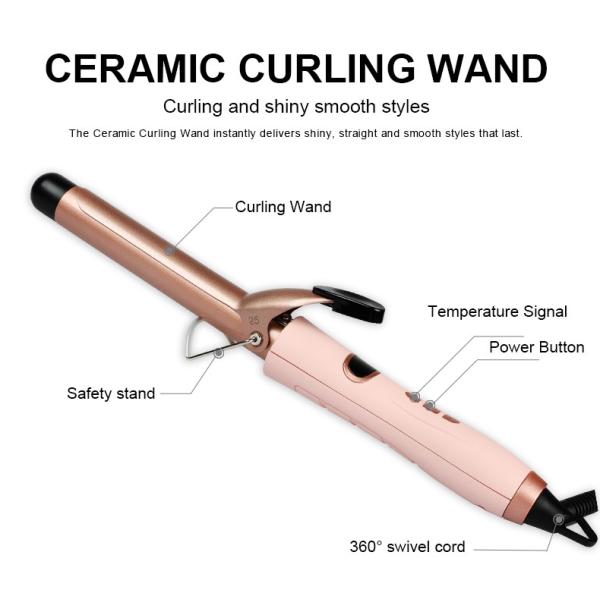 PTC 49W Ceramic Hair Curler , LCD Electric Hair Curling Iron