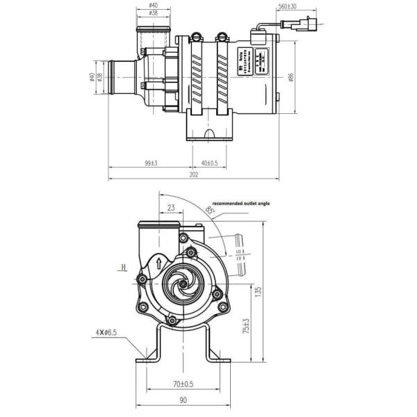 встроенная электрическая водяная помпа 24V автомобильная для системы охлаждения электротранспортов