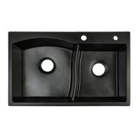 Évier de cuisine de cuvette de double de quartz de conception de courbe pour le plan de travail 760*470mm