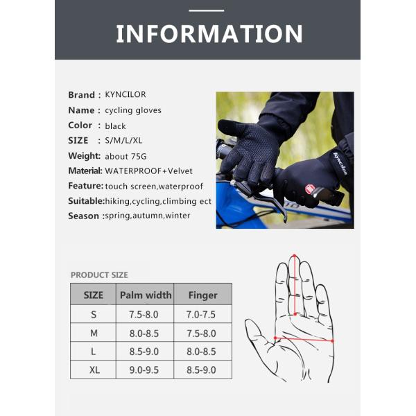 Black Cycling Gloves for Men and Women Full Finger Touch Screen Outdoor Sports Gloves