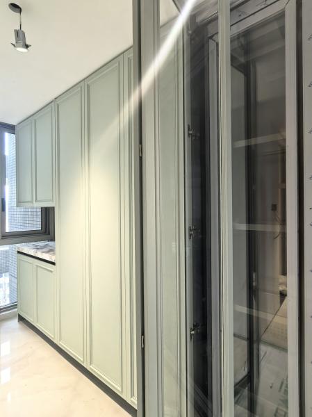Fadior Full Stainless Steel Custom Kitchen Cabinet - Elegant White & Mint Green, Island Layout