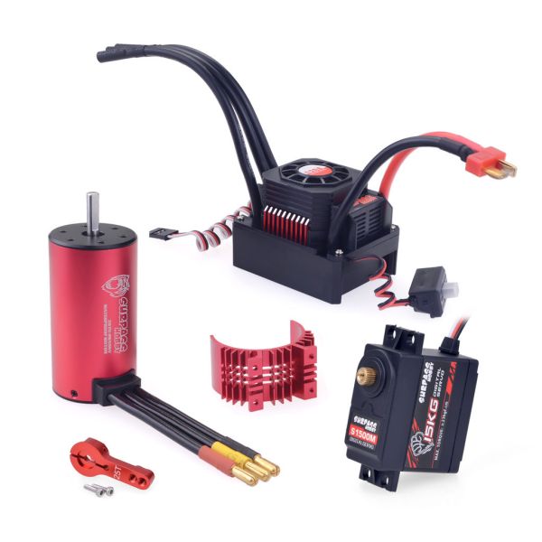 3670 motor, 2650KV + 120A ESC + heat dissipation shell + S1500M 15KG servo + servo arm